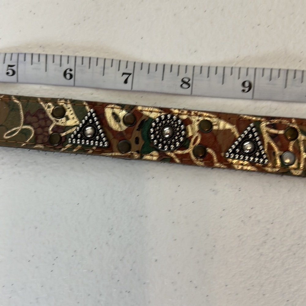 Elite Abstract Print Belt with Silver Tone Accents Sz Small - Picture 7 of 11